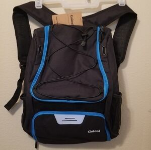 Goloni Baseball Backpack Black With Blue Trim 17.7 X 13.4 X 8.7 NEWl